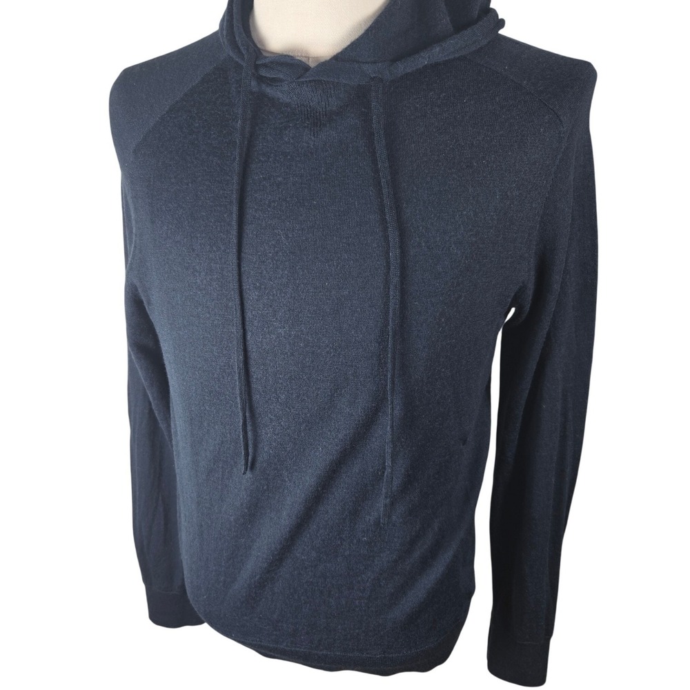 Good Man Brand Merino Wool Blend Hoodie Mens M Navy Lightweight Knit